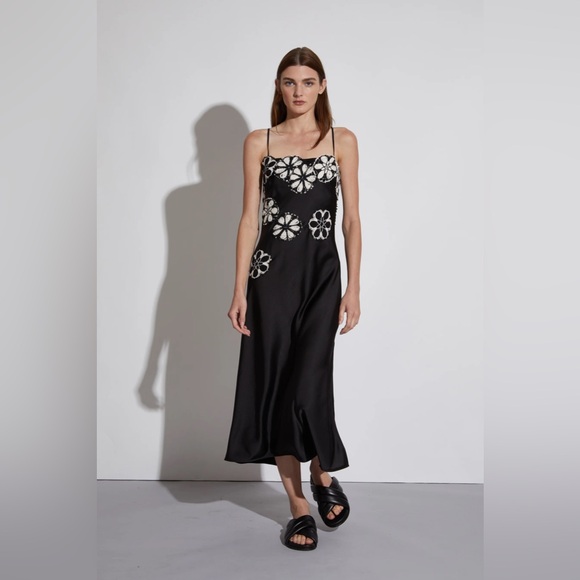 NWT Saint Art Sage slip dress with crochet, size XS - Picture 2 of 9